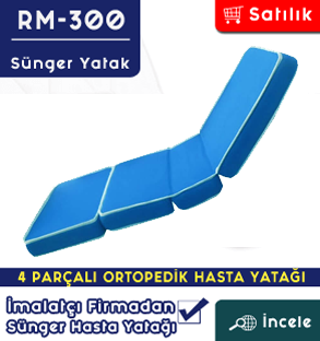 Hasta karyolası üstü sünger yatak 4 parçalı